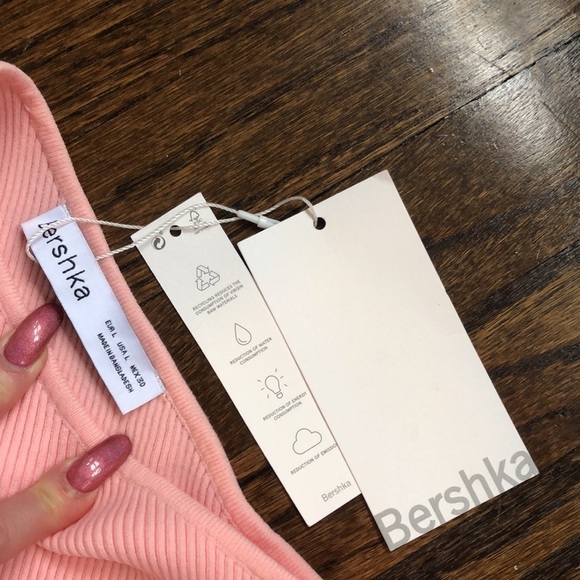 Bershka Ribbed Stretch Color Block One-Shoulder Cut-Out Bodycon Dress - Picture 5 of 5